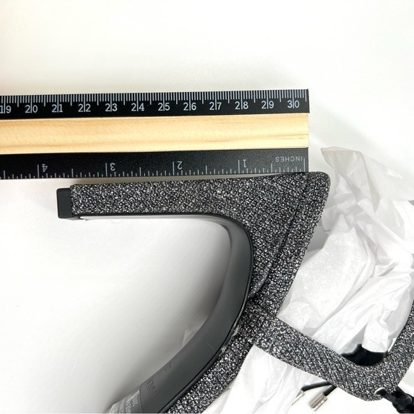 Nine West Size 6.5 Black Silver Sparkly Square Toe Dress Sandals Heels Shoes - Picture 10 of 11